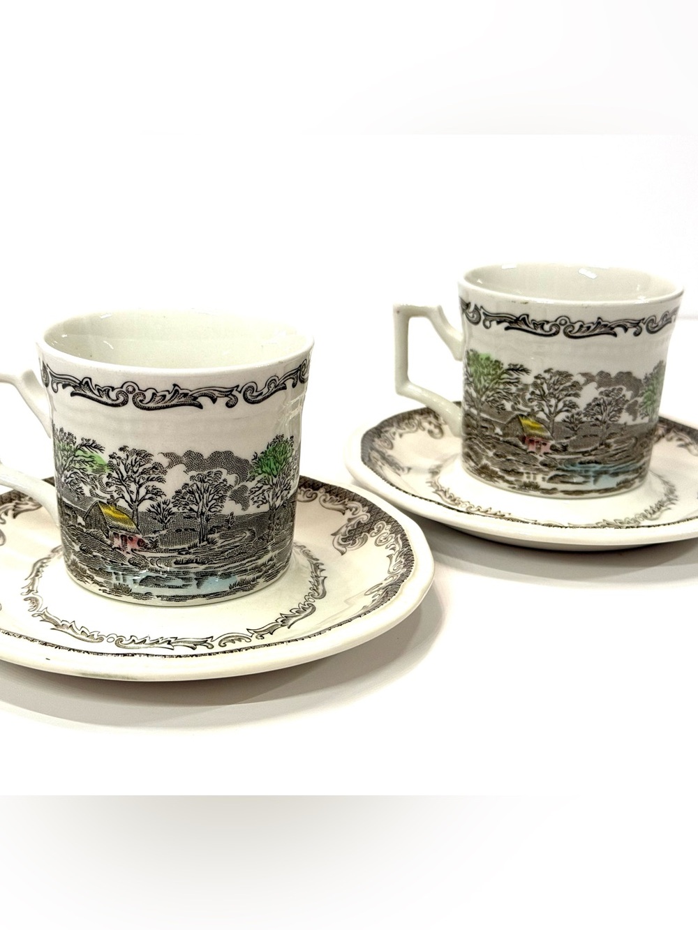 Vintage Johnson Brothers Shakespeare’s Sonnets Cups & Saucers - Set of 2 England